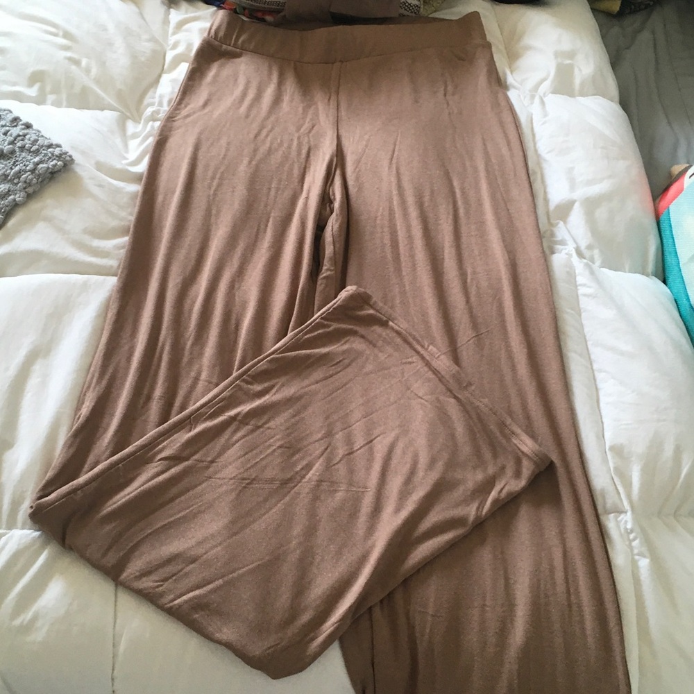 naked wardrobe Wide-Leg Lounge Pants in Taupe Brown